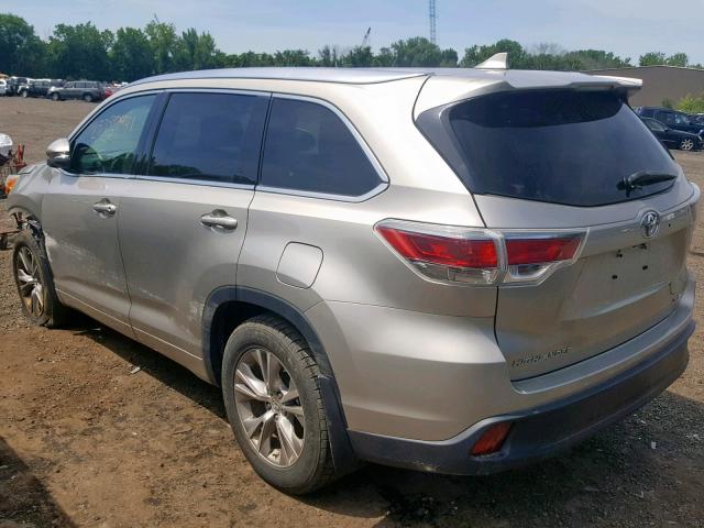 5TDJKRFH8ES037043 - 2014 TOYOTA HIGHLANDER SILVER photo 3