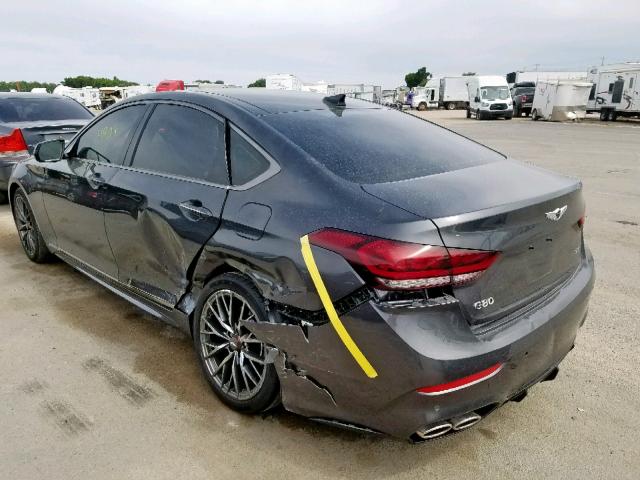 KMHGN4JB2KU292832 - 2019 GENESIS G80 BASE CHARCOAL photo 3