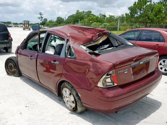 1FAHP34N97W347023 - 2007 FORD FOCUS ZX4 BURGUNDY photo 3