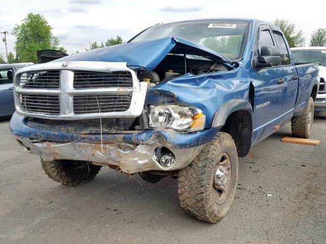 3D7KU28CX3G710732 - 2003 DODGE RAM 2500 S BLUE photo 2