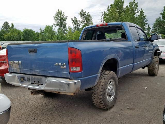 3D7KU28CX3G710732 - 2003 DODGE RAM 2500 S BLUE photo 4