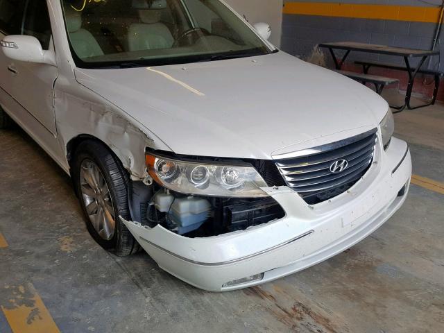 KMHFC46F79A381255 - 2009 HYUNDAI AZERA SE WHITE photo 9