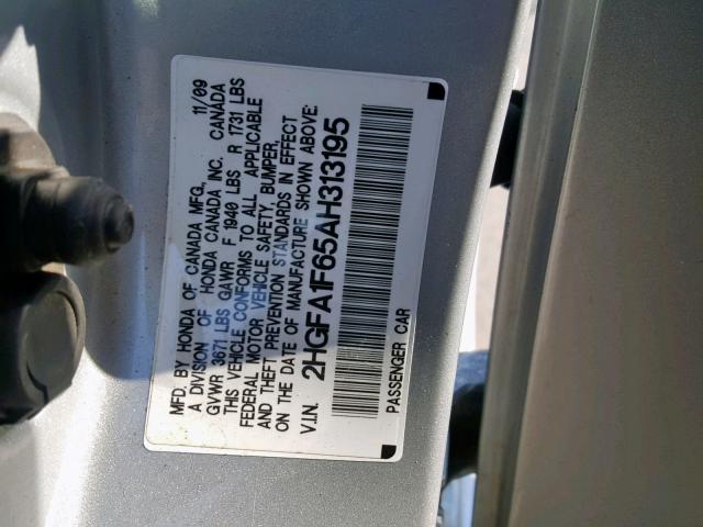 2HGFA1F65AH313195 - 2010 HONDA CIVIC LX-S Gümüş foto 10