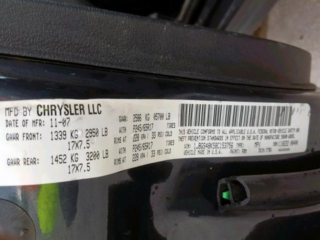 1J8GS48K58C153756 - 2008 JEEP GRAND CHER CHARCOAL photo 10