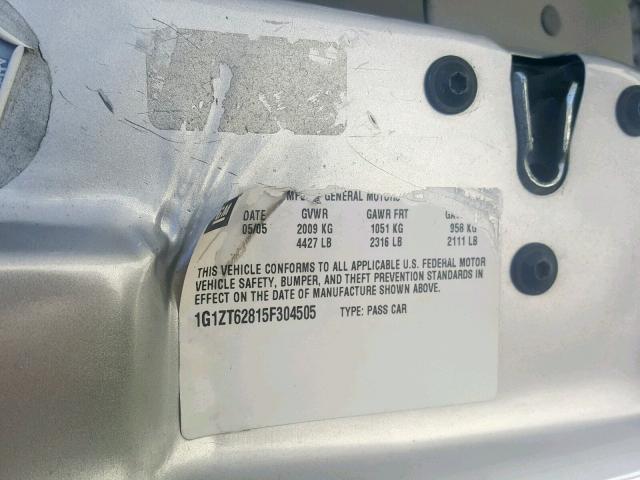 1G1ZT62815F304505 - 2005 CHEVROLET MALIBU MAX ვერცხლისფერი ფოტო 10