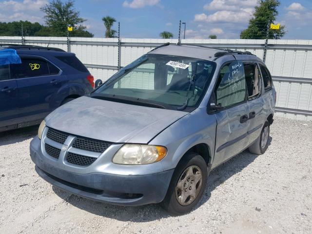 1B4GP25B12B711100 - 2002 DODGE CARAVAN SE BLUE photo 2