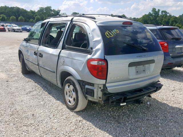 1B4GP25B12B711100 - 2002 DODGE CARAVAN SE BLUE photo 3