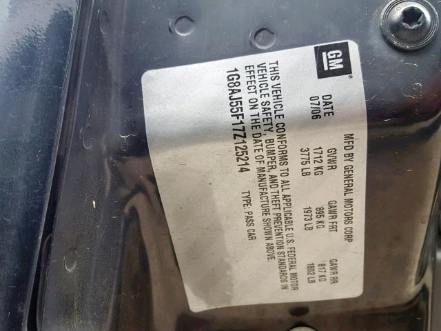 1G8AJ55F17Z125214 - 2007 SATURN ION LEVEL BLACK photo 10