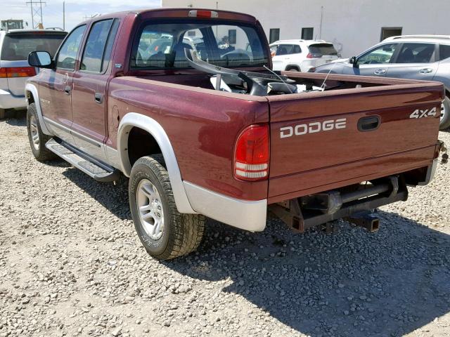 1B7GG2AZ11S159523 - 2001 DODGE DAKOTA QUA MAROON photo 3