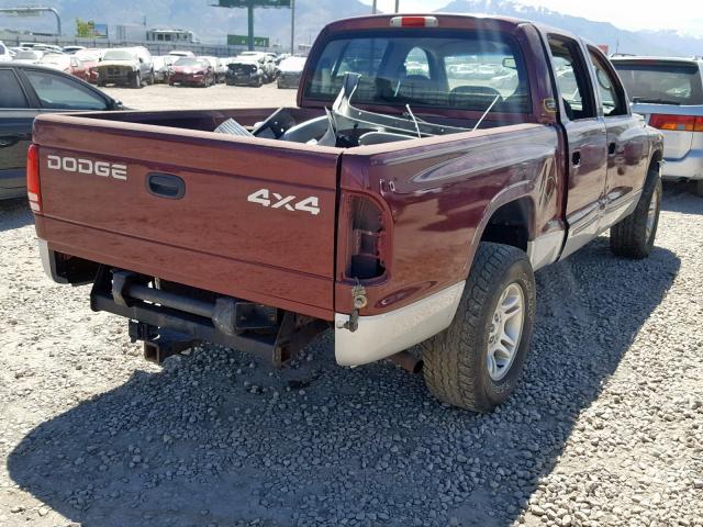 1B7GG2AZ11S159523 - 2001 DODGE DAKOTA QUA MAROON photo 4