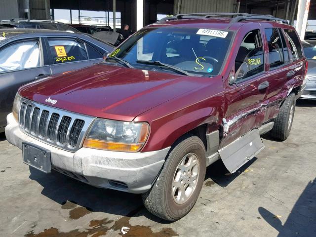 1J4G258S8XC798889 - 1999 JEEP GRAND CHER BURGUNDY photo 2