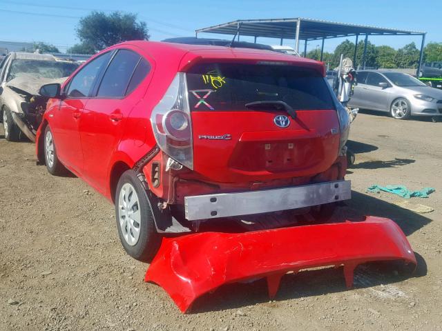 JTDKDTB33D1536592 - 2013 TOYOTA PRIUS C RED photo 3