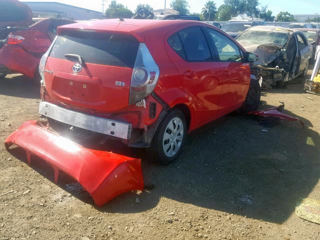 JTDKDTB33D1536592 - 2013 TOYOTA PRIUS C RED photo 4