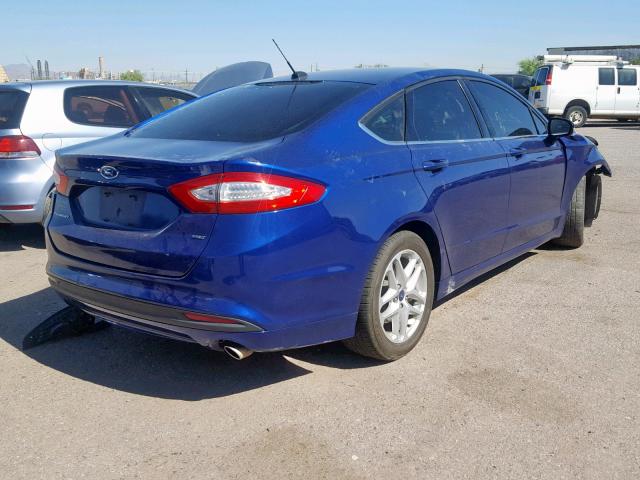 3FA6P0H7XER377679 - 2014 FORD FUSION SE BLUE photo 4