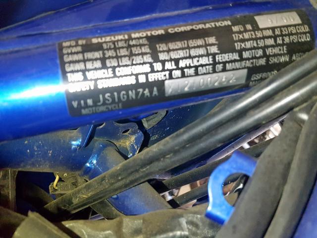 JS1GN7AAX12100252 - 2001 SUZUKI GSF600 S BLUE photo 10