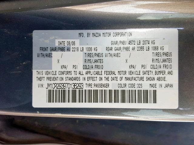 JM1CR293970136293 - 2007 MAZDA 5 GRAY photo 10