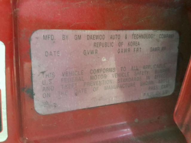 KL1TD52625B304465 - 2005 CHEVROLET AVEO BASE Qırmızı foto 10