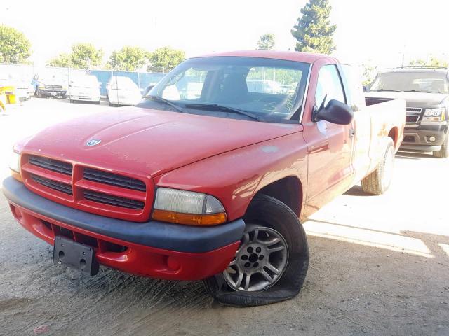 1B7GL22X11S233502 - 2001 DODGE DAKOTA RED photo 2