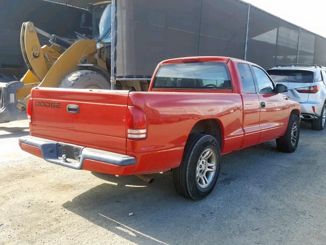 1B7GL22X11S233502 - 2001 DODGE DAKOTA RED photo 4