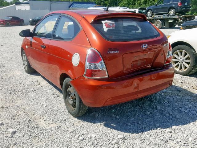 KMHCM36C19U108309 - 2009 HYUNDAI ACCENT GS ORANGE photo 3