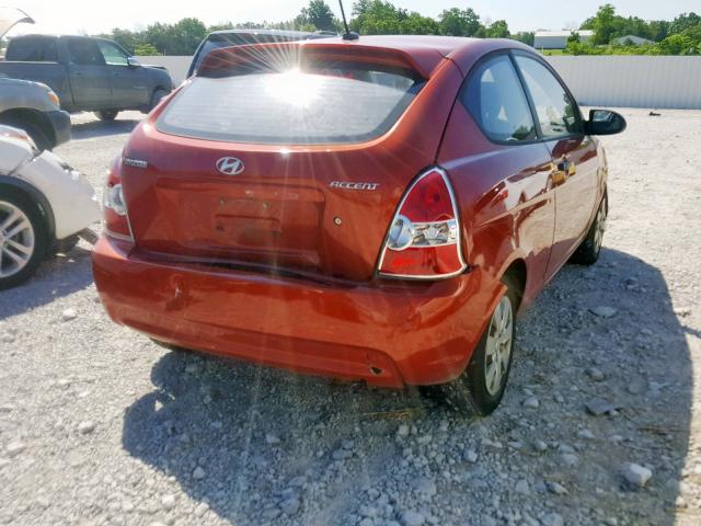 KMHCM36C19U108309 - 2009 HYUNDAI ACCENT GS ORANGE photo 4