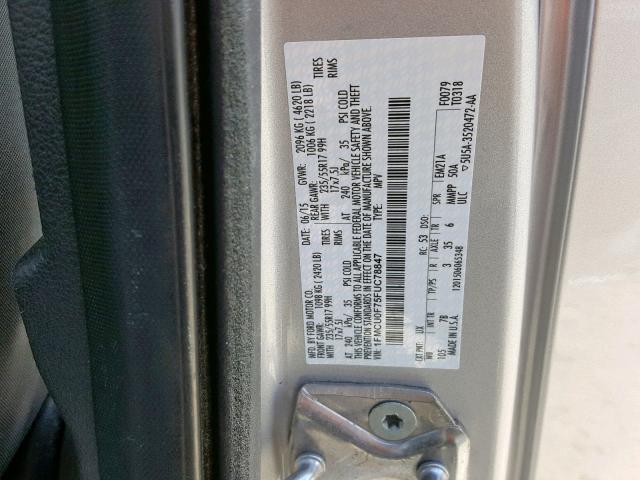 1FMCU0F75FUC78847 - 2015 FORD ESCAPE S SILVER photo 10