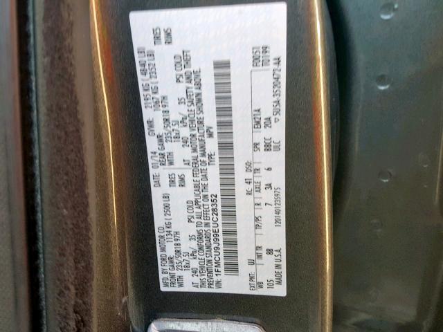 1FMCU9J99EUC28352 - 2014 FORD ESCAPE TIT GRAY photo 10