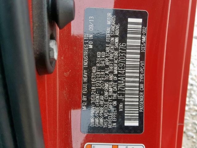 JF1ZNAA14E9703776 - 2014 TOYOTA SCION FR-S RED photo 10