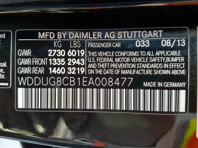 WDDUG8CB1EA008477 - 2014 MERCEDES-BENZ S 550 BLACK photo 10