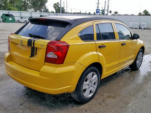 1B3HB48B07D528524 - 2007 DODGE CALIBER SX YELLOW photo 4