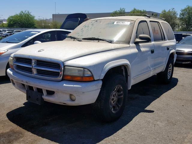 1B4HS48N02F164284 - 2002 DODGE DURANGO SL WHITE photo 2