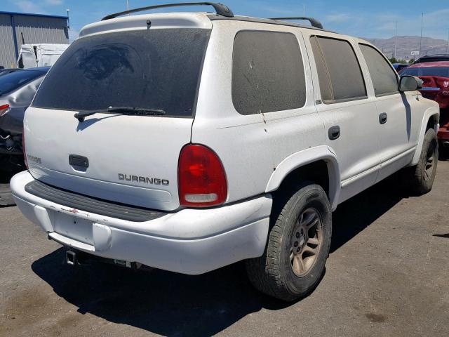 1B4HS48N02F164284 - 2002 DODGE DURANGO SL WHITE photo 4