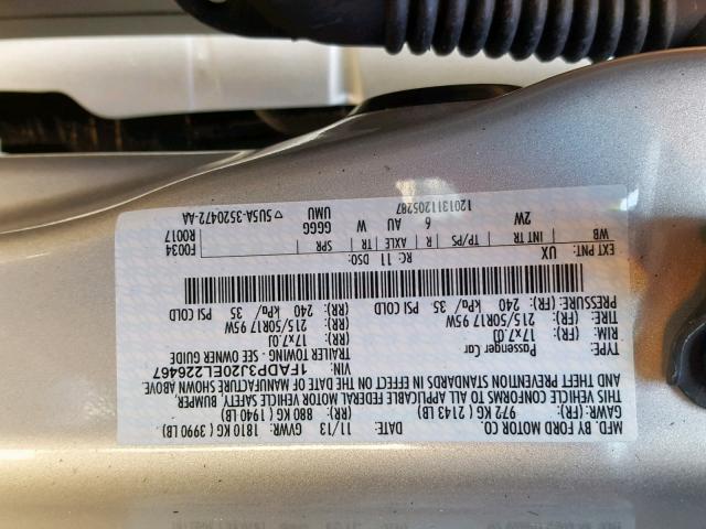 1FADP3J20EL226467 - 2014 FORD FOCUS TITA SILVER photo 10