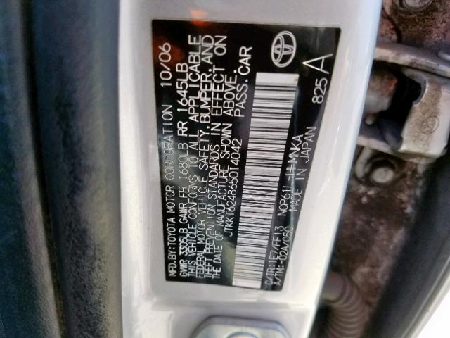 JTKKT624865014042 - 2006 TOYOTA SCION XA SILVER photo 10