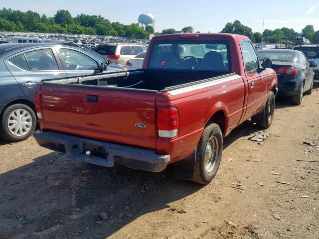 1FTYR10C1YTB29934 - 2000 FORD RANGER RED photo 4