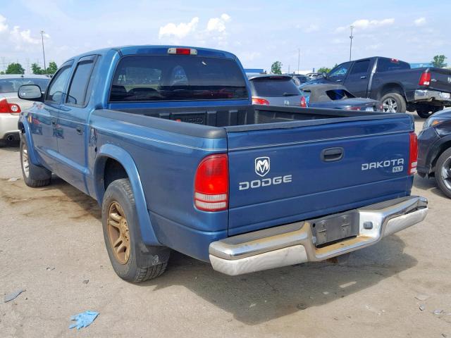 1D7HL48N03S266263 - 2003 DODGE DAKOTA QUA BLUE photo 3