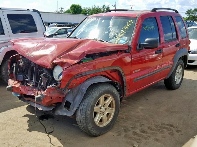 1J4GL48K64W275856 - 2004 JEEP LIBERTY SP RED photo 2