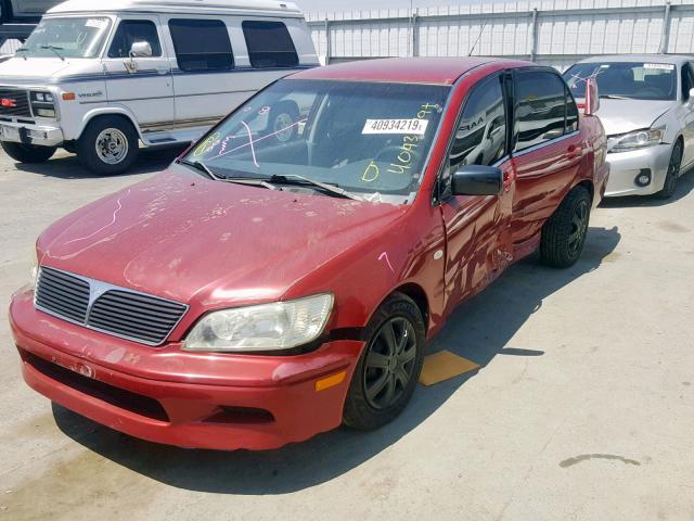 JA3AJ26E22U045046 - 2002 MITSUBISHI LANCER ES RED photo 2