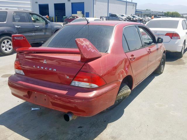 JA3AJ26E22U045046 - 2002 MITSUBISHI LANCER ES RED photo 4