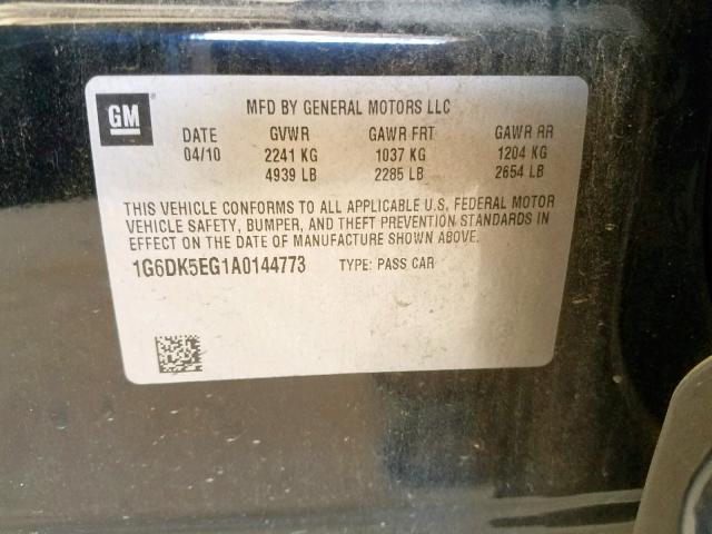 1G6DK5EG1A0144773 - 2010 CADILLAC CTS PERFOR BLACK photo 10