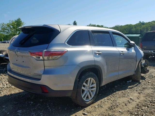 5TDBKRFH6FS157588 - 2015 TOYOTA HIGHLANDER SILVER photo 4