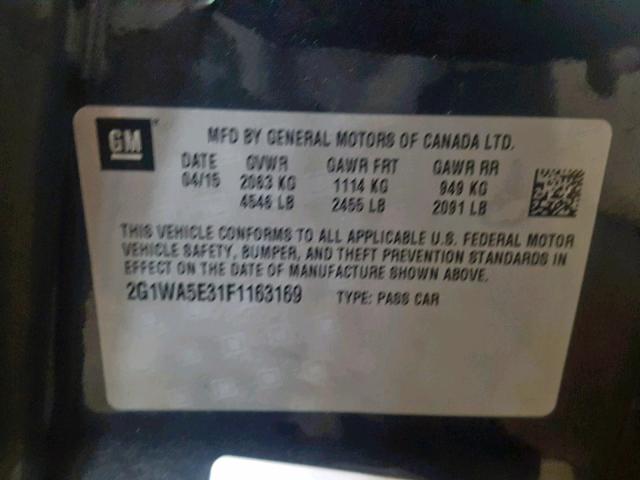 2G1WA5E31F1163169 - 2015 CHEVROLET IMPALA LIM GRAY photo 10