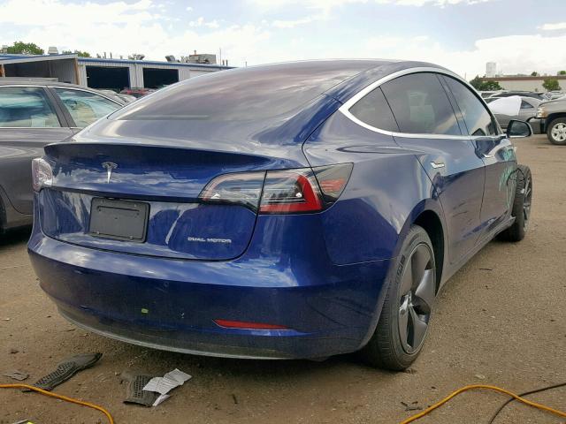 5YJ3E1EB3JF130680 - 2018 TESLA MODEL 3 BLUE photo 4