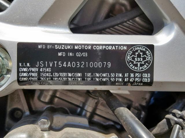 JS1VT54A032100079 - 2003 SUZUKI SV1000 SK3 BLUE photo 10