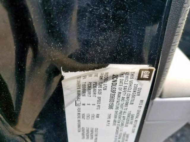 2CNDL73F276234168 - 2007 CHEVROLET EQUINOX LT BLACK photo 10