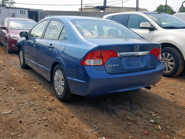 2HGFA15389H509229 - 2009 HONDA CIVIC VP BLUE photo 3