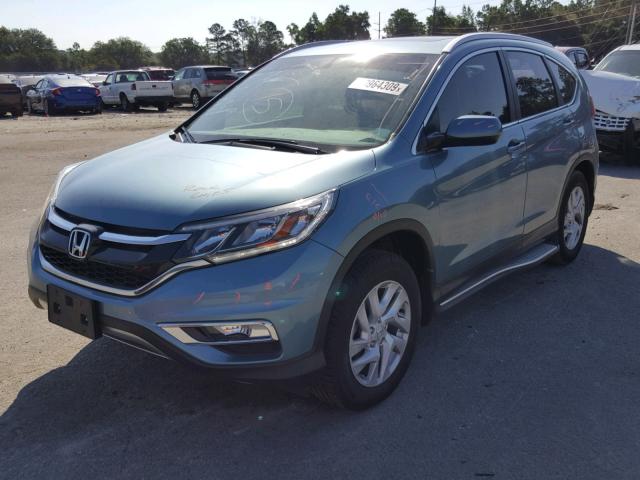 2HKRM3H77FH527947 - 2015 HONDA CR-V EXL TEAL photo 2