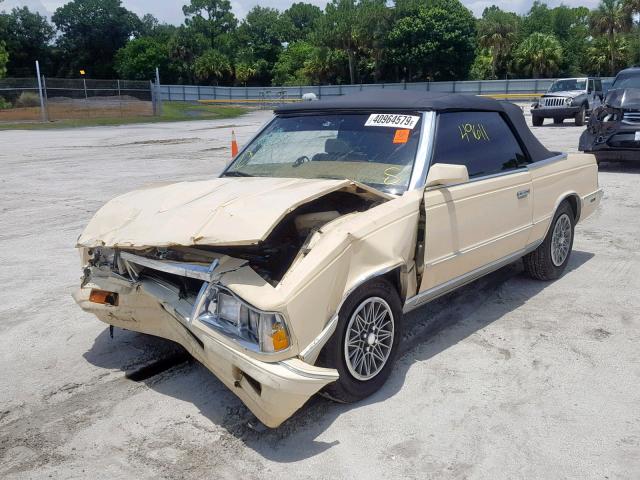 1C3BC55K6GG223771 - 1986 CHRYSLER LEBARON CREAM photo 2