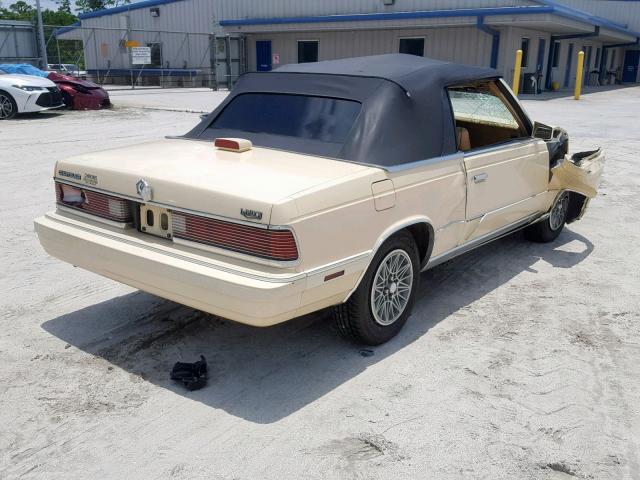 1C3BC55K6GG223771 - 1986 CHRYSLER LEBARON CREAM photo 4