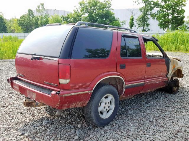 1GNDT13W4T2315351 - 1996 CHEVROLET BLAZER RED photo 4